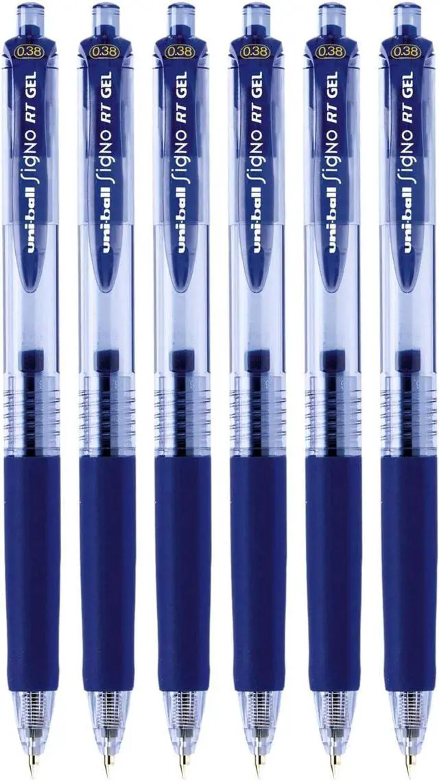 Main image of Uni-Ball Signo Retractable Gel Pens, Ultra Micro Point, 0.38mm, Blue, 6 Count