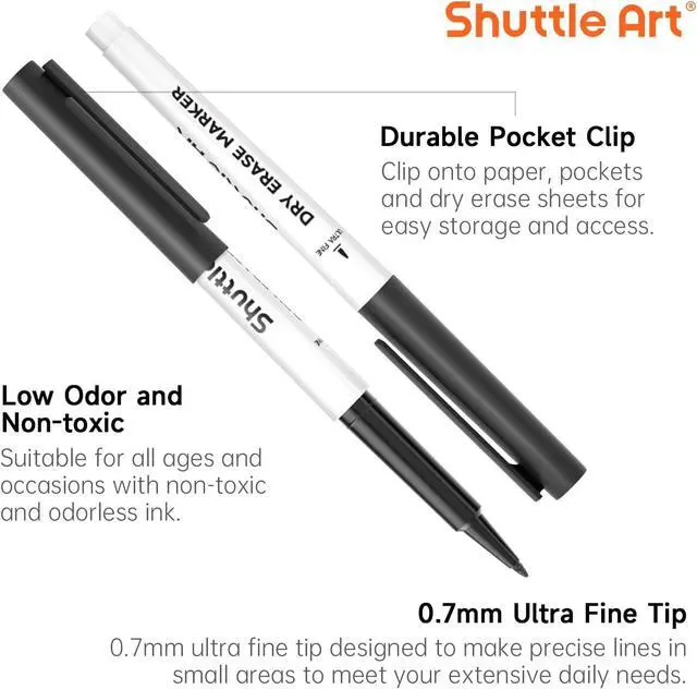 Alt view image 4 of 7 - Shuttle Art Ultra Fine Dry Erase Markers, 15 Pack Black Whiteboard Markers with Erase, Dry Erase Markers Perfect For Writing on Whiteboards, Dry-Erase Boards,Mirrors for School Office Home