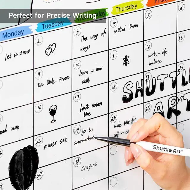Alt view image 6 of 7 - Shuttle Art Ultra Fine Dry Erase Markers, 15 Pack Black Whiteboard Markers with Erase, Dry Erase Markers Perfect For Writing on Whiteboards, Dry-Erase Boards,Mirrors for School Office Home