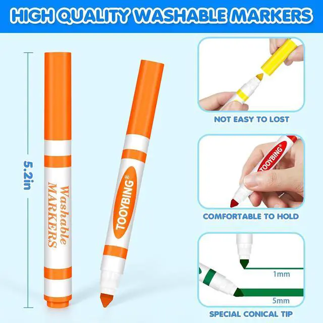 Alt view image 3 of 7 - 12 Count Washable Markers for Kids, Broad Line Markers with Conical Tip, Assorted Colors, Drawing Essentials for School Classroom, Student Teacher Must Have for Coloring Book, Art & Craft Supplies