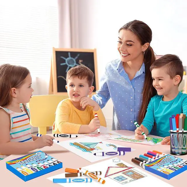 Alt view image 7 of 7 - 8 Count Washable Markers for Kids, Broad Line Markers with Conical Tip, Assorted Colors, Drawing Essentials for School Classroom, Student Teacher Must Have for Coloring Book, Art & Craft Supplies