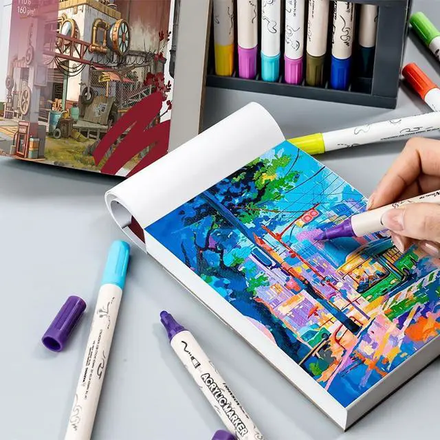 Alt view image 7 of 7 - TRANSON 2 Pack A6 Mini Sketchbook Marker Pad, 110lb/160gsm Heavyweight Art Paper, No Bleed Through, 100 Sheets/200 Pages 4.13"x5.83" for Drawing & Sketching
