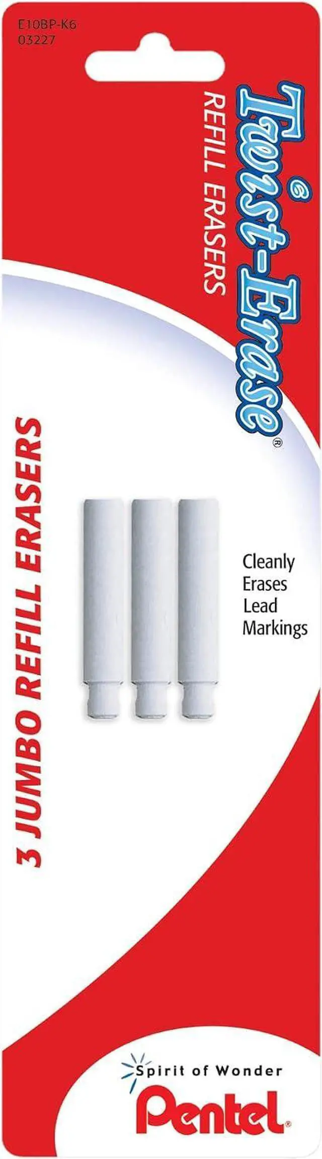 Main image of Pentel Twist-erase Refill Erasers, Qty 1, Pkg Of 3