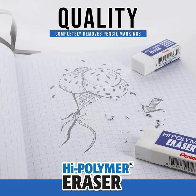 Alt view image 3 of 6 - Pentel HI-Polymer Eraser Combo Pack, 6 Caps, 1 Large (ZEH0210BP7)