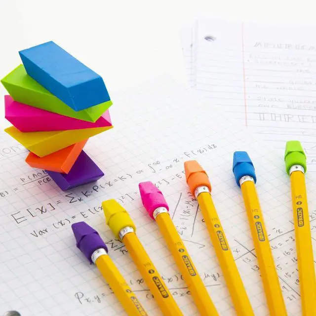 Alt view image 7 of 7 - BAZIC Neon Bevel Eraser (6/Pack) | Soft latex-free, Neon beveled block erasers, PVC-free rubber, Clean erase, Smudge-resistant, School, Home, Art