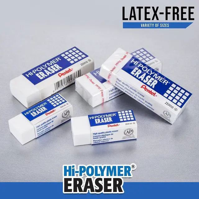 Alt view image 5 of 6 - Pentel HI-Polymer Eraser Combo Pack, 6 Caps, 1 Large (ZEH0210BP7)