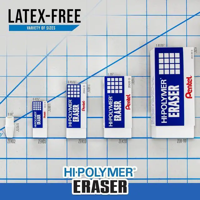 Alt view image 4 of 4 - Pentel Hi-Polymer Eraser | White Cap | 10-Pack | Pack of 2