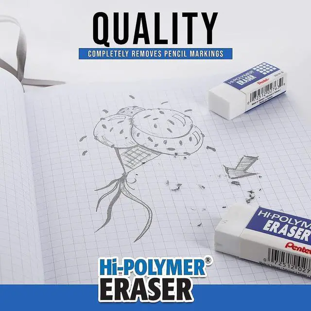 Alt view image 4 of 5 - Pentel Hi-Polymer Block Eraser, Large, White, Pack of 3 (ZEH10BP3-K6)