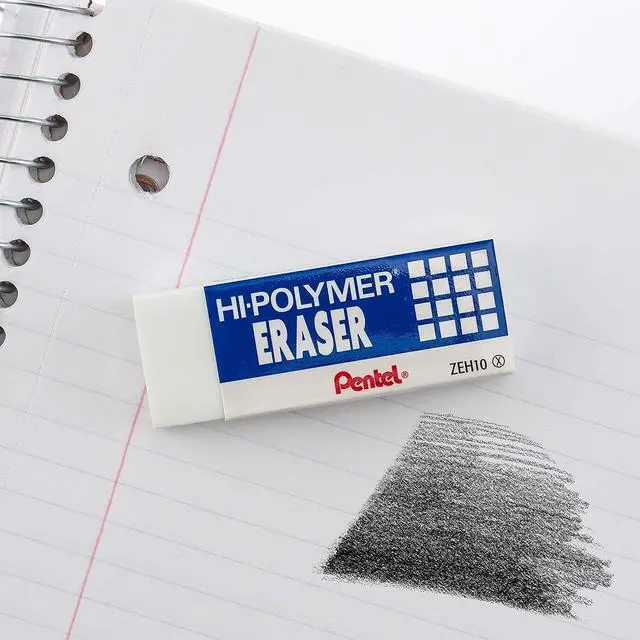 Alt view image 5 of 5 - Pentel Hi-Polymer Block Eraser, Large, White, Pack of 3 (ZEH10BP3-K6)