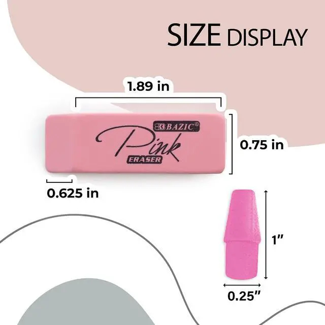 Alt view image 2 of 7 - BAZIC Eraser Sets Eraser, Pink (2233) | Latex-free and PVC-free, Pink block erasers plus 12 pencil-top eraser caps, Clean erase, School, Home