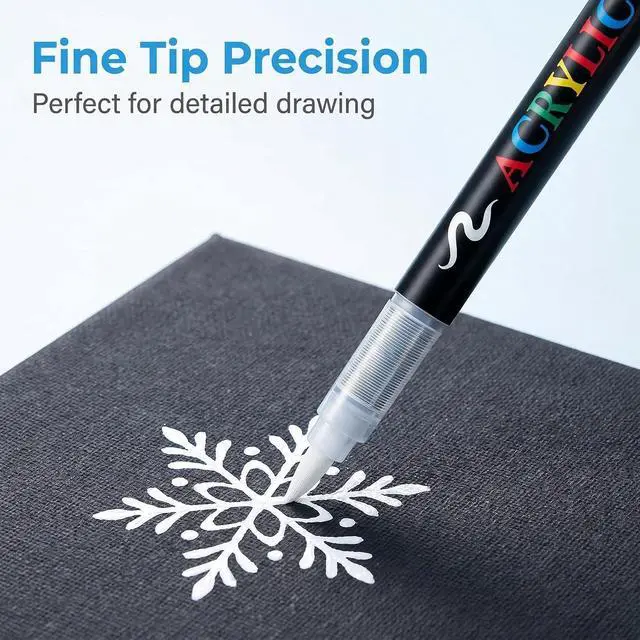 Alt view image 2 of 7 - 2 Pack White Permanent Acrylic Paint Marke Ceramics Brush Pens for Both Glazed and Unglazed Ceramics Christmas Decoration Wine Wood Rock Fabric Markers