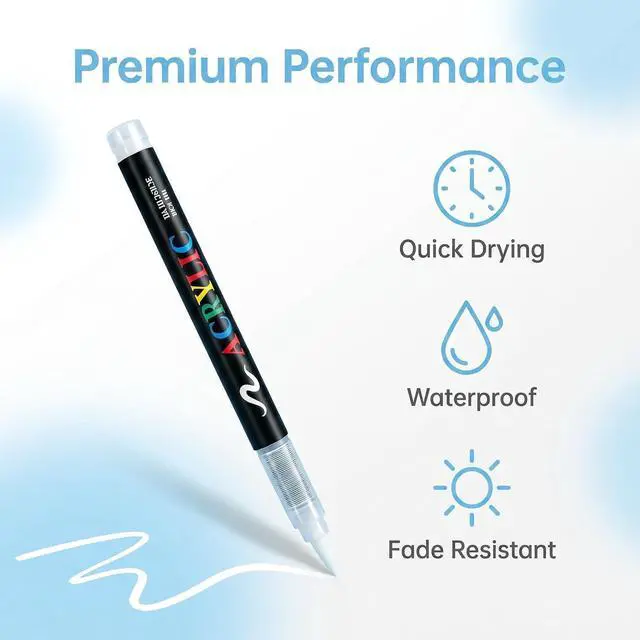 Alt view image 4 of 7 - 2 Pack White Permanent Acrylic Paint Marke Ceramics Brush Pens for Both Glazed and Unglazed Ceramics Christmas Decoration Wine Wood Rock Fabric Markers