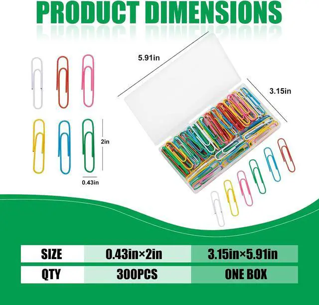 Alt view image 3 of 7 - 110 Pcs 2 Inch Colorful Paper Clips, Assorted Colored Coated Jumbo Reusable Big Paperclips, Durable and Rustproof, Large Colored Paperclips for Office School Document Organizing