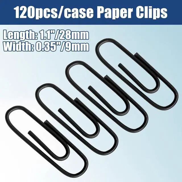 Alt view image 2 of 7 - Luomorgo Black Paper Clips, 1.1 Inch (28mm), 120 Pcs Metal Paperclips | Vinyl Coated Metal, For Office, School, Home, Bookmark & Document Organizer