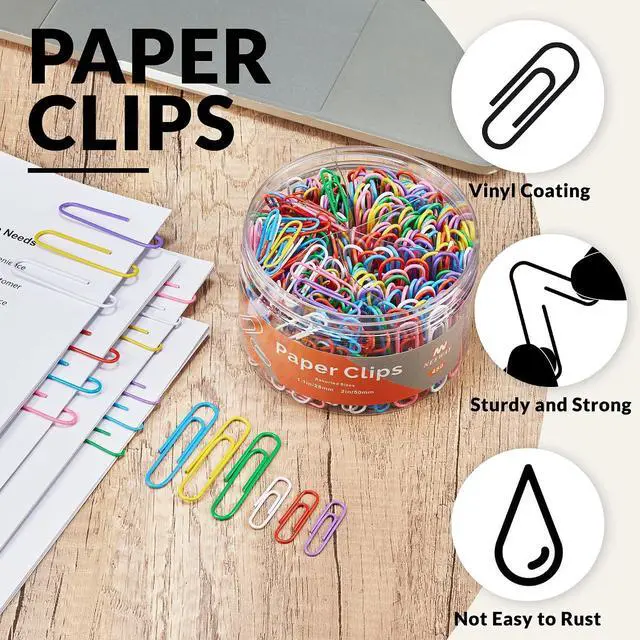 Alt view image 4 of 6 - NEEWAY 450pcs Paper Clips Assorted Sizes, Small and Large Paper Clips (1.1 inch, 2 inch), Coated Paperclips for Office School Document Organizing (Multicolor)