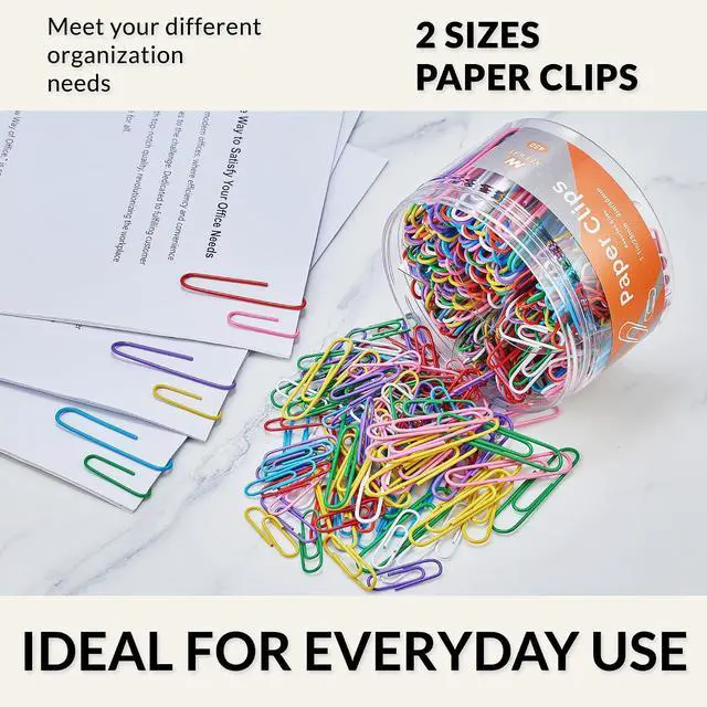 Alt view image 6 of 6 - NEEWAY 450pcs Paper Clips Assorted Sizes, Small and Large Paper Clips (1.1 inch, 2 inch), Coated Paperclips for Office School Document Organizing (Multicolor)