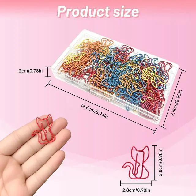 Alt view image 2 of 7 - Cat Paper Clips, 100 Pcs Decorative Paperclips, Supplies Stationery | Cute Fun Office Supplies Gifts for Women Men Coworkers Teachers Students Girls Boys Graduation Gifts Father Day