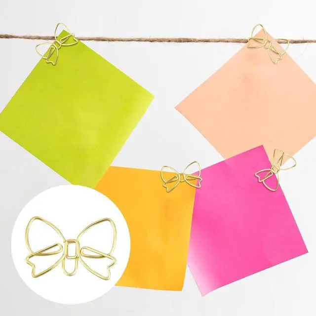 Alt view image 5 of 7 - 15pcs Mini Bow Shape Paper Clips, Gold Fancy Paperclips | Cute Bowknot Metal Bookmarks, Decorative Paper Clamps Holders for Document, Office, Home