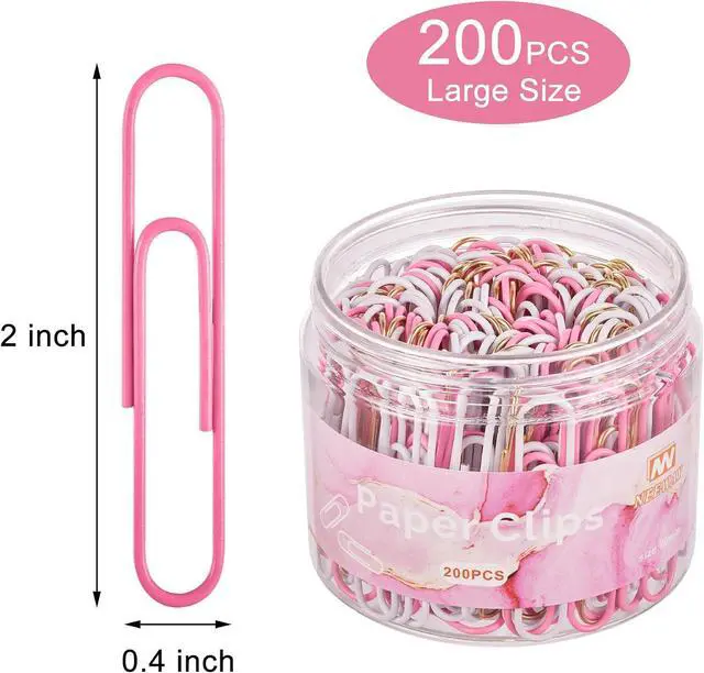 Alt view image 2 of 6 - NEEWAY 200pcs Large Pink Paper Clips, 2 Inch Jumbo Paper Clip, Ceative Colored Paperclips for Paperwork Office School and Personal Use