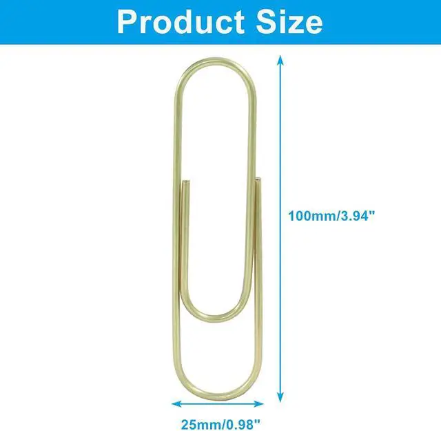 Alt view image 2 of 5 - 4 Inch Jumbo Paper Clips, Gold, 15Pcs | Coated Large Reusable Big Paperclips for Office, School, Home Document Organizing
