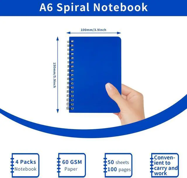 Alt view image 3 of 6 - 4Pack Small Spiral Notebook 4.2"x 6.1" Pocket Notepad | Convenient for carrying meeting notes textbooks homework teachers and students multiple color options