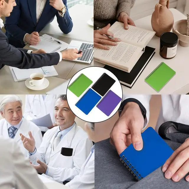 Alt view image 5 of 6 - 4Pack Small Spiral Notebook 4.2"x 6.1" Pocket Notepad | Convenient for carrying meeting notes textbooks homework teachers and students multiple color options