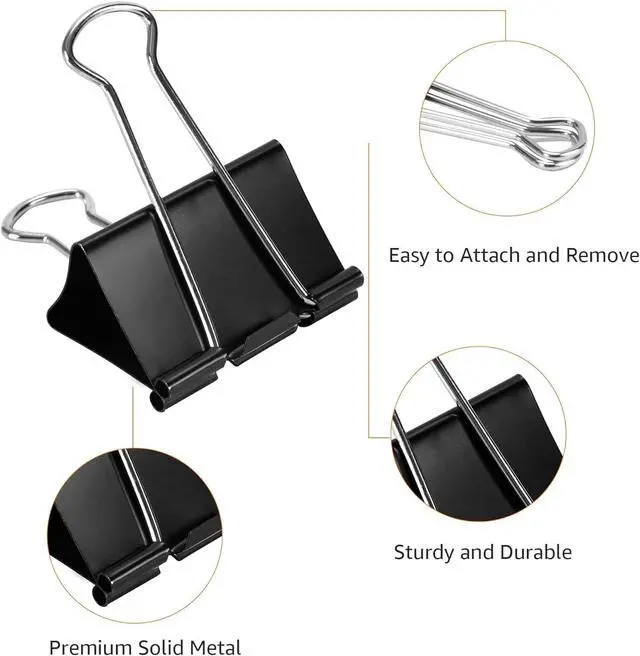 Alt view image 6 of 7 - Amazon Basics Sturdy Binder Clips, Office Supplies, Medium 1.25 inches, Document Organizing, Sturdy Steel, Black, 24 Count (2 Pack of 12)