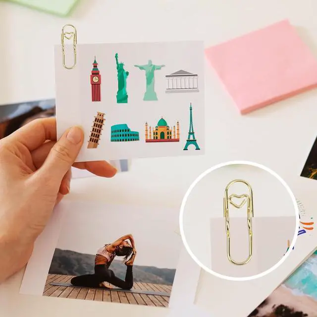 Alt view image 5 of 7 - Oversized Paper Clip with Pen Holder, 4pcs Large Metal Paper Clips | 2 in 1 Paper Clip & Pen Loop, Pen Clips for Teachers, Office Admin, Students, Planner Lovers, Desktop & Notebook Organizer