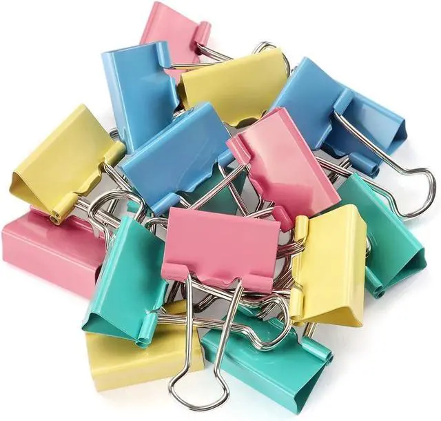 Main image of ZZTX 40 Pack Small Binder Clips 0.75 Inches Assorted Colors | Paper Clamps Clips, Durable steel, Strong clip, Color-coded