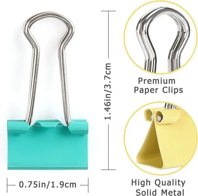 Alt view image 2 of 7 - ZZTX 40 Pack Small Binder Clips 0.75 Inches Assorted Colors | Paper Clamps Clips, Durable steel, Strong clip, Color-coded