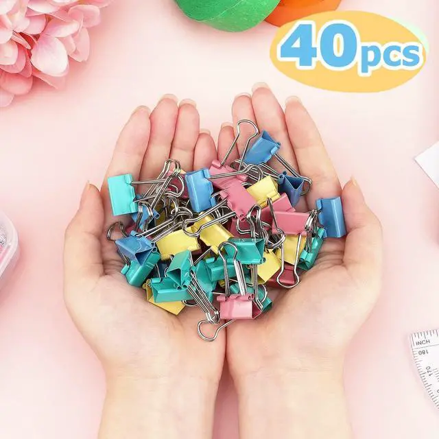 Alt view image 6 of 7 - ZZTX 40 Pack Small Binder Clips 0.75 Inches Assorted Colors | Paper Clamps Clips, Durable steel, Strong clip, Color-coded