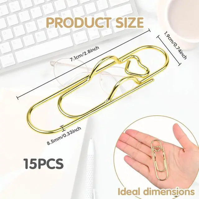 Alt view image 3 of 7 - 15PCS Paper Clip Pen Holder for Notebook, Metal Pen Clip Holder | Colorful Large Paper Clips, Journal and Planner Stationery Accessories, Portable Journaling Supplies for Office School