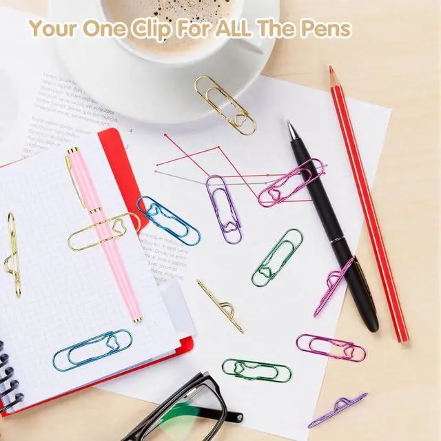 Alt view image 7 of 7 - 15PCS Paper Clip Pen Holder for Notebook, Metal Pen Clip Holder | Colorful Large Paper Clips, Journal and Planner Stationery Accessories, Portable Journaling Supplies for Office School
