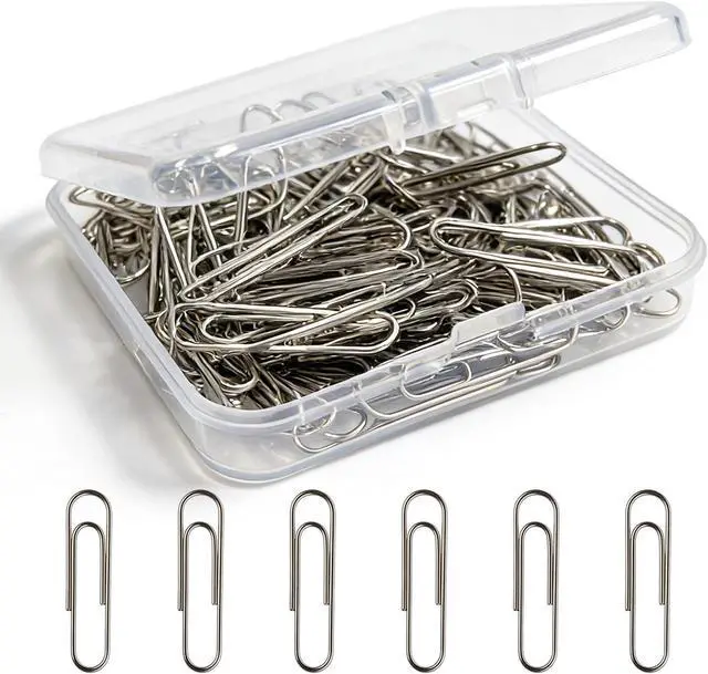 Main image of Paper Clips 100 Pcs 1.3 Inch Medium Silver Paperclips for Office School | Colored Paper Clips Set, DIY, Daily Paperwork Supplies