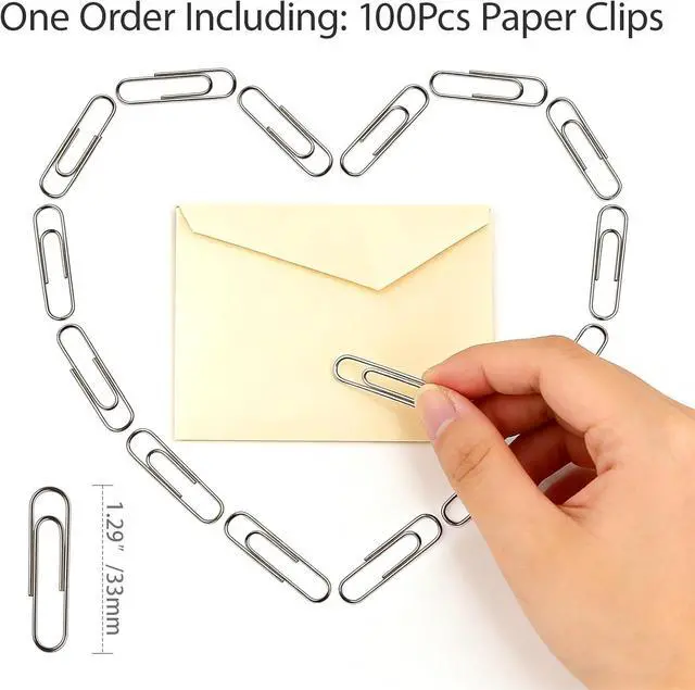 Alt view image 2 of 6 - Paper Clips 100 Pcs 1.3 Inch Medium Silver Paperclips for Office School | Colored Paper Clips Set, DIY, Daily Paperwork Supplies