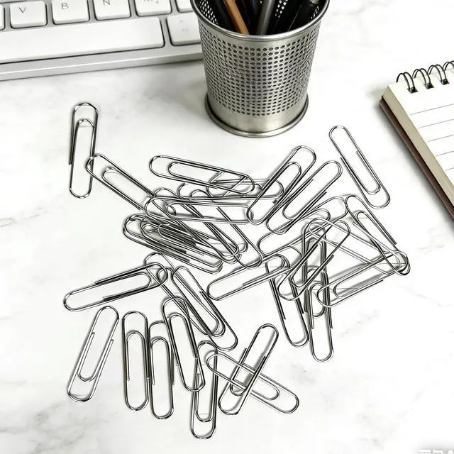 Alt view image 6 of 6 - Paper Clips 100 Pcs 1.3 Inch Medium Silver Paperclips for Office School | Colored Paper Clips Set, DIY, Daily Paperwork Supplies