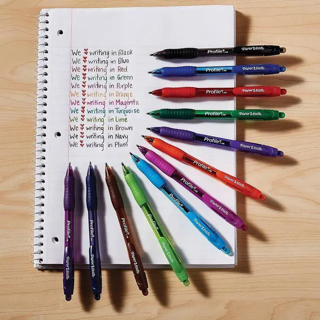 Alt view image 2 of 7 - Paper Mate Profile Retractable Ballpoint Pens, Bold Point (1.4mm), Assorted Colors, 12 Count - Back to School, Office, Teacher Supplies