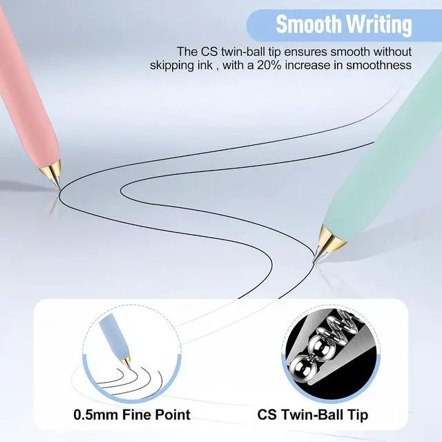 Alt view image 3 of 7 - Gel Pens 6-Pack with Extra 3 Refills, 0.5mm Black Ink Fine Point Smooth Writing Pens, Quick Dry Ink No Smudge, Retractable Pens for Journaling Note Taking,Gift for Nurses,Teachers (Morandi- 6 Pcs)