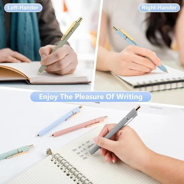 Alt view image 6 of 7 - Gel Pens 6-Pack with Extra 3 Refills, 0.5mm Black Ink Fine Point Smooth Writing Pens, Quick Dry Ink No Smudge, Retractable Pens for Journaling Note Taking,Gift for Nurses,Teachers (Morandi- 6 Pcs)