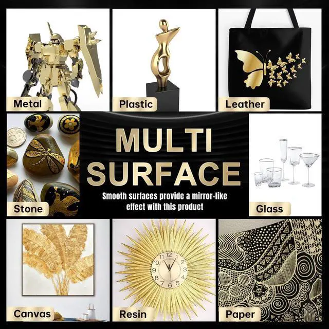 Alt view image 4 of 6 - 1PK Dual Tip Liquid Gold Chrome Paint Marker, Mirror Gold Pen | 1mm & 2-5mm Reversible Tips Permanent Metallic High Gloss Marker for Metal, Plastic, Fabric, Model, Touch-Up & Repair Kit
