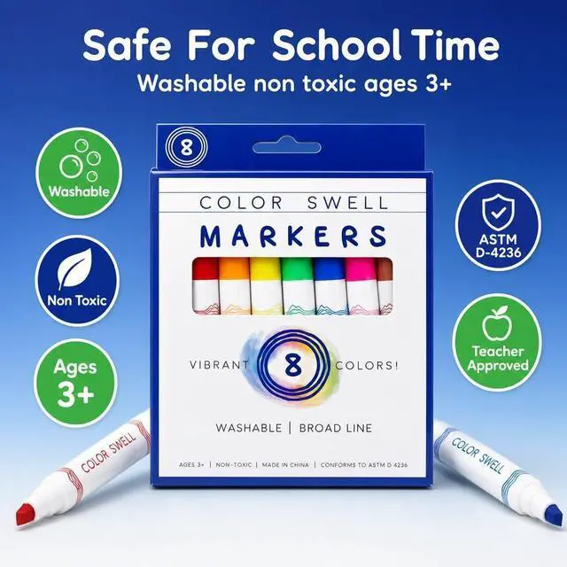 Alt view image 2 of 7 - Color Swell Bulk Markers, 1 Pack, 8 per Pack (8 Total) - Broad Line
