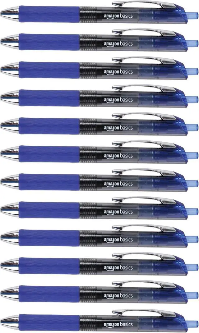 Main image of Amazon Basics Retractable Gel Pens, Fine Point 0.7mm, Smooth Writing, No-Smear Ink, Blue, 12-Pack