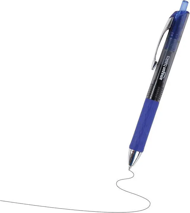 Alt view image 3 of 7 - Amazon Basics Retractable Gel Pens, Fine Point 0.7mm, Smooth Writing, No-Smear Ink, Blue, 12-Pack