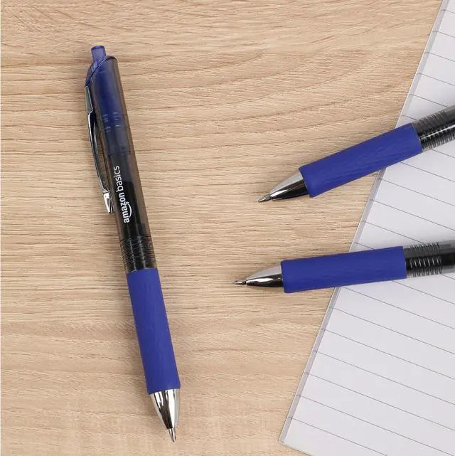 Alt view image 7 of 7 - Amazon Basics Retractable Gel Pens, Fine Point 0.7mm, Smooth Writing, No-Smear Ink, Blue, 12-Pack