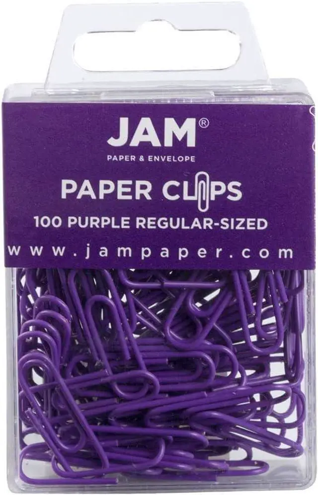Main image of JAM PAPER Colorful Standard Paper Clips - Regular 1 Inch - Purple Paperclips - 100/Pack
