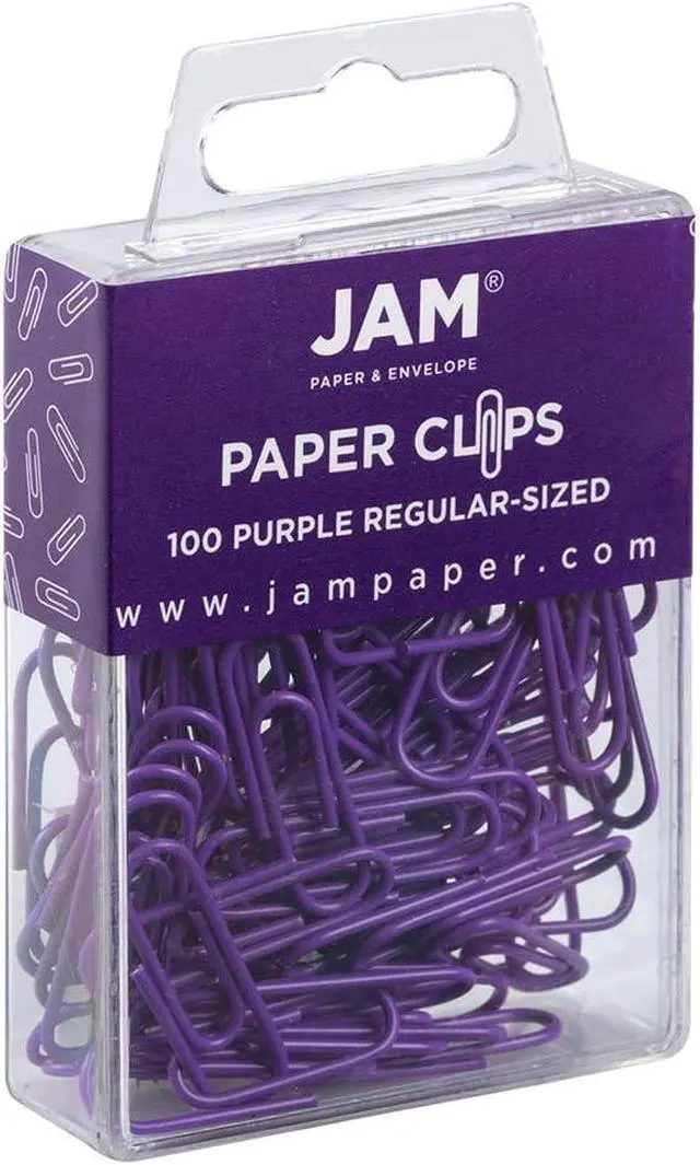 Alt view image 2 of 3 - JAM PAPER Colorful Standard Paper Clips - Regular 1 Inch - Purple Paperclips - 100/Pack
