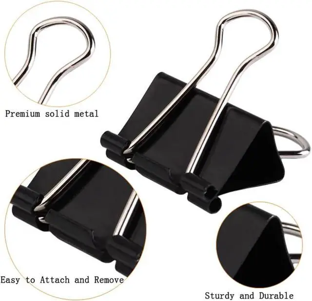 Alt view image 3 of 7 - Extra Large Binder Clips 3 inch super big Binder Clips 6 Pack Big Metal Paper Clamps Black (3 Inch)