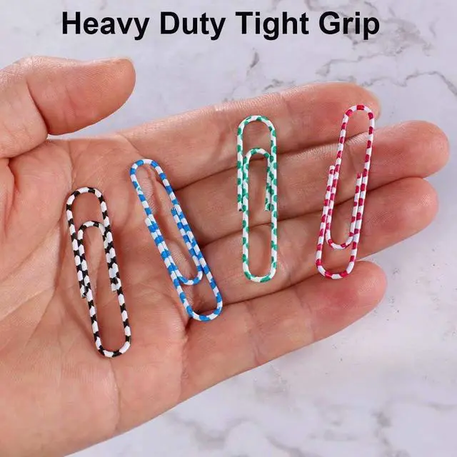 Alt view image 5 of 6 - Vinaco Color Stripe Large Paper Clips, 100 Pcs 2", Rustproof Office Use | Vinyl Coated Steel Paperclips, Burr-Free Non-Scratch Edges for Office School DIY & Document Organizing