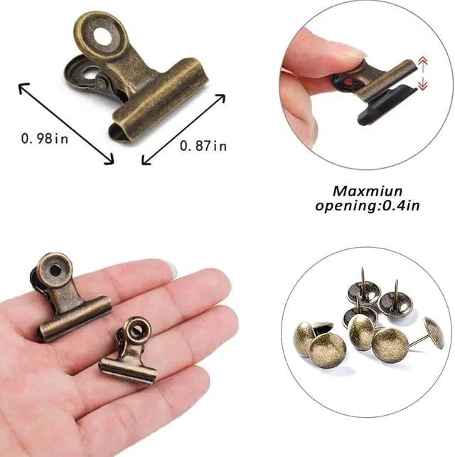 Alt view image 3 of 7 - Bulldog Clips with Hole for Push-pin, Paper File Clips with Strong Spring, Small Metal Binder Clips, Seal Clamps for Coffee Tea Food Bags, Decorative Clips for DIY Photo Grid (Bronze, 22 mm)