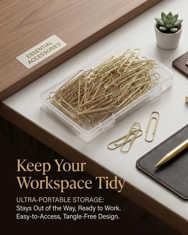 Alt view image 4 of 7 - 80 Count Gold Paper Clips, 2 Inch Large Smooth Metal Office Clips | Rust-resistant gold metal clips with a smooth, snag-free finish. Ideal for office document organizing, wedding crafts & DIY